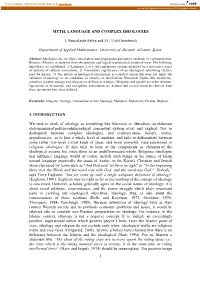MYTH, LANGUAGE and COMPLEX IDEOLOGIES J. Nescolarde-Selva