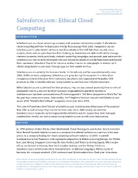 Salesforce.Com: Ethical Cloud Computing