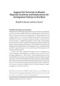 Support for Terrorism in Muslim Majority Countries and Implications for Immigration Policies in the West