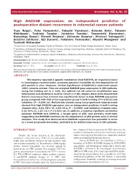 High RAD54B Expression: an Independent Predictor of Postoperative Distant Recurrence in Colorectal Cancer Patients
