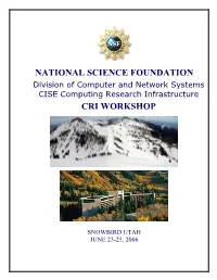 National Science Foundation Cri Workshop