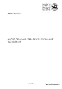 On-Call Policy and Procedure for Professional Support Staff