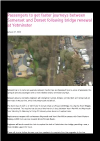 Passengers to Get Faster Journeys Between Somerset and Dorset Following Bridge Renewal at Yetminster
