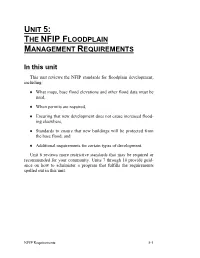 Unit 5: the Nfip Floodplain Management Requirements