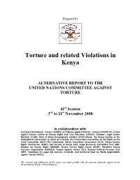 Alternative Report CAT Torture and Related Violations in Kenya 2008