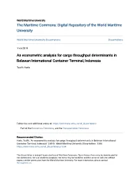 An Econometric Analysis for Cargo Throughput Determinants in Belawan International Container Terminal, Indonesia