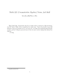 Commutative Algebra) Notes, 2Nd Half