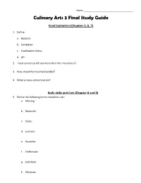Culinary Arts 3 Final Study Guide