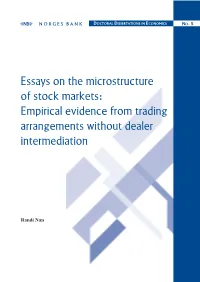 Essays on the Microstructure of Stock Markets : Empirical Evidence From