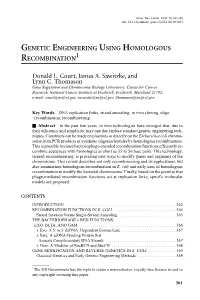 Genetic Engineering Using Homologous Recombination1