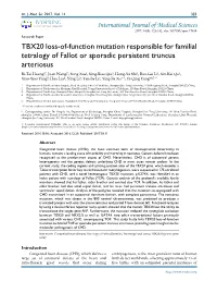 TBX20 Loss-Of-Function Mutation Responsible for Familial Tetralogy Of