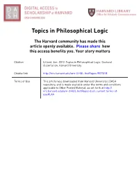 Topics in Philosophical Logic