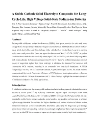 A Stable Cathode-Solid Electrolyte Composite for Long- Cycle-Life, High Voltage Solid-State Sodium-Ion Batteries