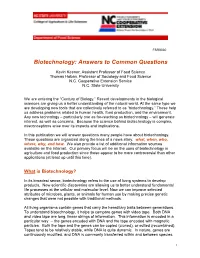 Biotechnology: Answers to Common Questions