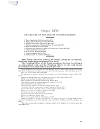 Chapter LXVI. PROCEDURE of the SENATE in IMPEACHMENT