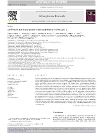 Definition and Description of Schizophrenia in the DSM-5