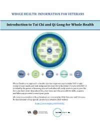 Introduction to Tai Chi and Qi Gong for Whole Health