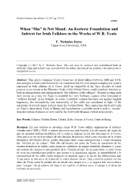 Is Not Maud: an Esoteric Foundation and Subtext for Irish Folklore in the Works of WB Yeats