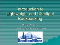 Introduction to Lightweight and Ultralight Backpacking