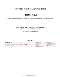 JACADA LTD Form 20-F Filed 2017-04-28