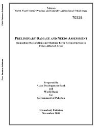 PRELIMINARY DAMAGE and NEEDS ASSESSMENT Immediate Restoration and Medium Term Reconstruction in Crisis Affected Areas