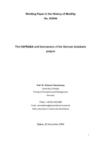 Working Paper in the History of Mobility No. 9/2006 the HAFRABA