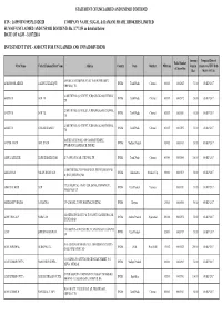 Amount for Unclaimed and Unpaid Dividend Company