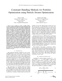 Constraint Handling Methods for Portfolio Optimization Using Particle Swarm Optimization