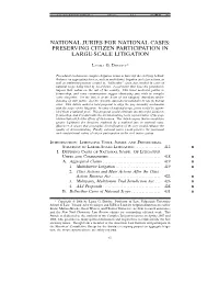 National Juries for National Cases: Preserving Citizen Participation in Large-Scale Litigation