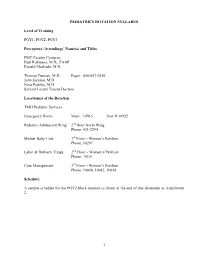 Pediatrics Rotation Syllabus