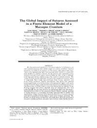 The Global Impact of Sutures Assessed in a Finite Element Model of a Macaque Cranium