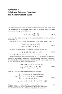 Appendix a Relations Between Covariant and Contravariant Bases