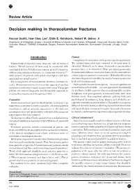 Decision Making in Thoracolumbar Fractures