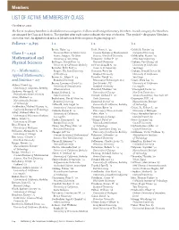 List of Active Members by Class