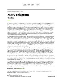 M&A Telegram 2020