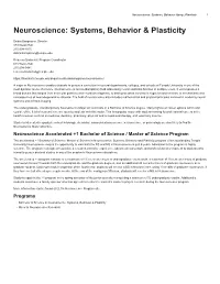 Neuroscience: Systems, Behavior & Plasticity 1