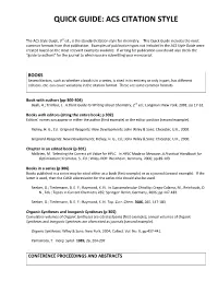 Quick Guide: Acs Citation Style