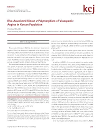 Rho-Associated Kinase 2 Polymorphism of Vasospastic