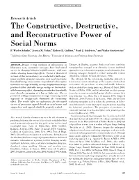 The Constructive, Destructive, and Reconstructive Power of Social Norms P