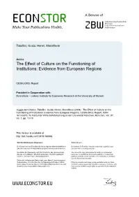 The Effect of Culture on the Functioning of Institutions: Evidence from European Regions