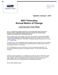 2021 Formulary Annual Notice of Change