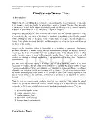 Classifications of Number Theory