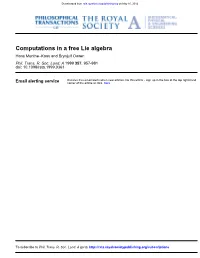 Computations in a Free Lie Algebra