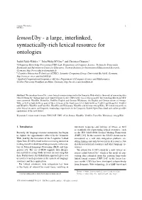 A Large, Interlinked, Syntactically-Rich Lexical Resource for Ontologies