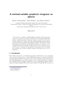 A Minimal-Variable Symplectic Integrator on Spheres