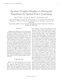 Aperture-Coupled Stripline-To-Waveguide Transitions for Spatial Power Combining