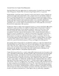 Assistant Professor of Supply Chain Management Penn State Mont Alto