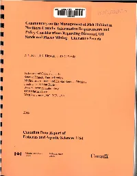 Canadian Data Report of Fisheries and Aquatic Sciences