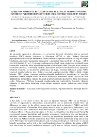 Effect of Piperonyl Butoxide on the Biological Activity Of