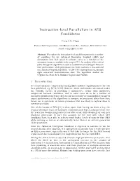 Instruction-Level Parallelism in AES Candidates Craig S